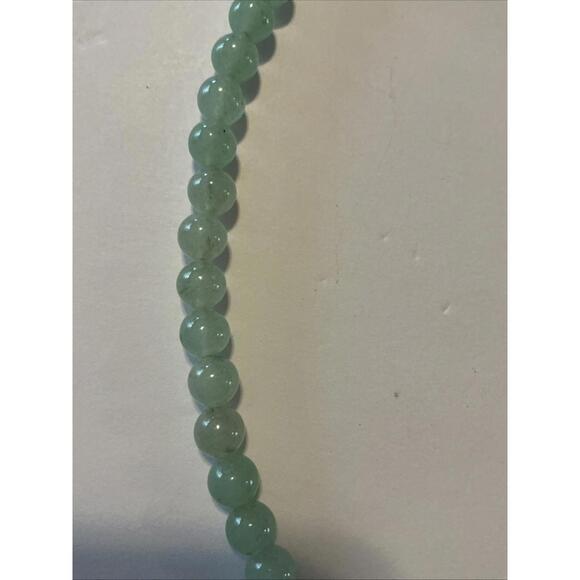 Aventurine Sea Pottery Beaded Necklace Floral Tile 16” - Picture 4 of 4